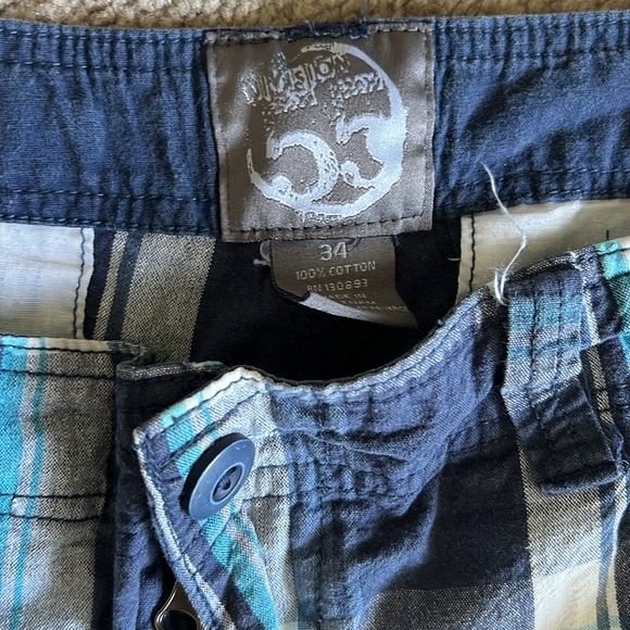 Division 55 Men’s Blue Plaid Shorts Size 34 - Picture 2 of 7